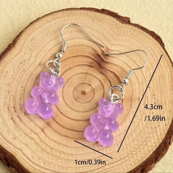 3D Gummy Bear Dangle Earrings NEW - Picture 2 of 5